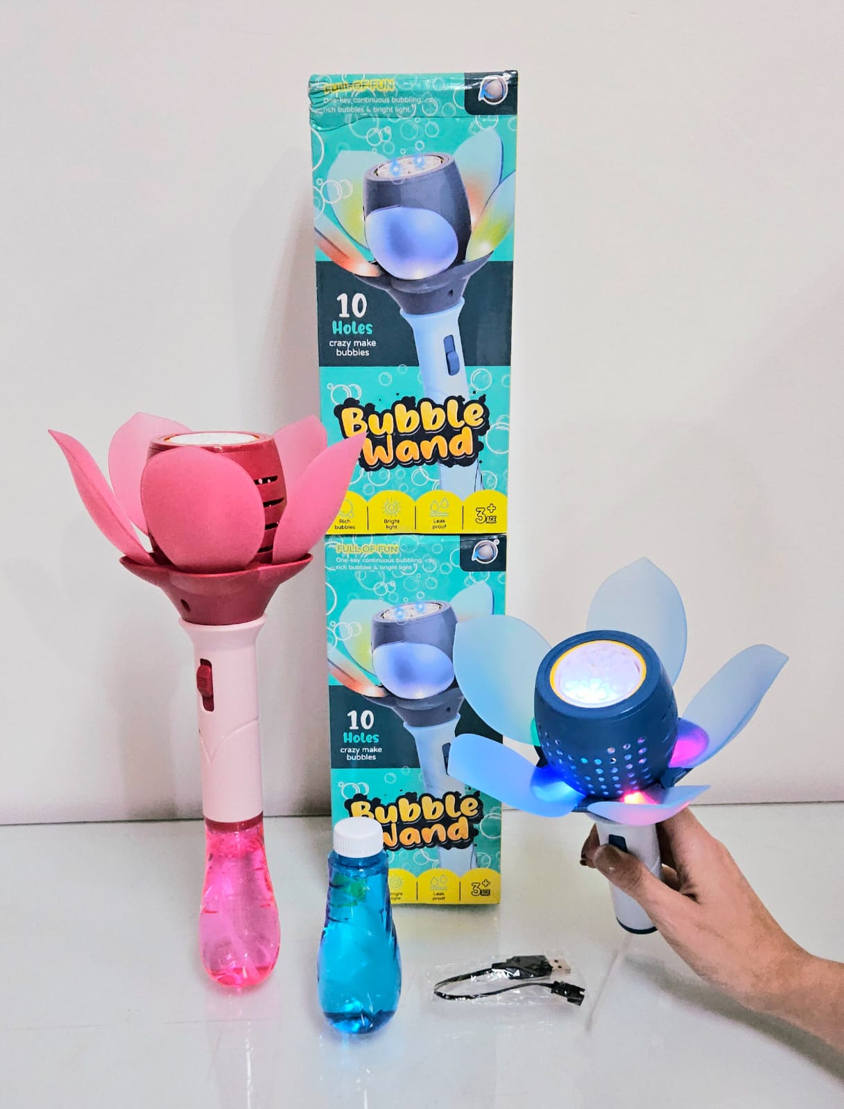 BURBUJERO FLOR ELECTRICO + LUCES + BOTELLITA -  - 