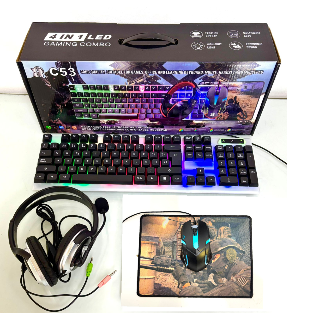 (BLT-222)COMBO GAMER TECLADO + MOUSE + AURIC + PAD
