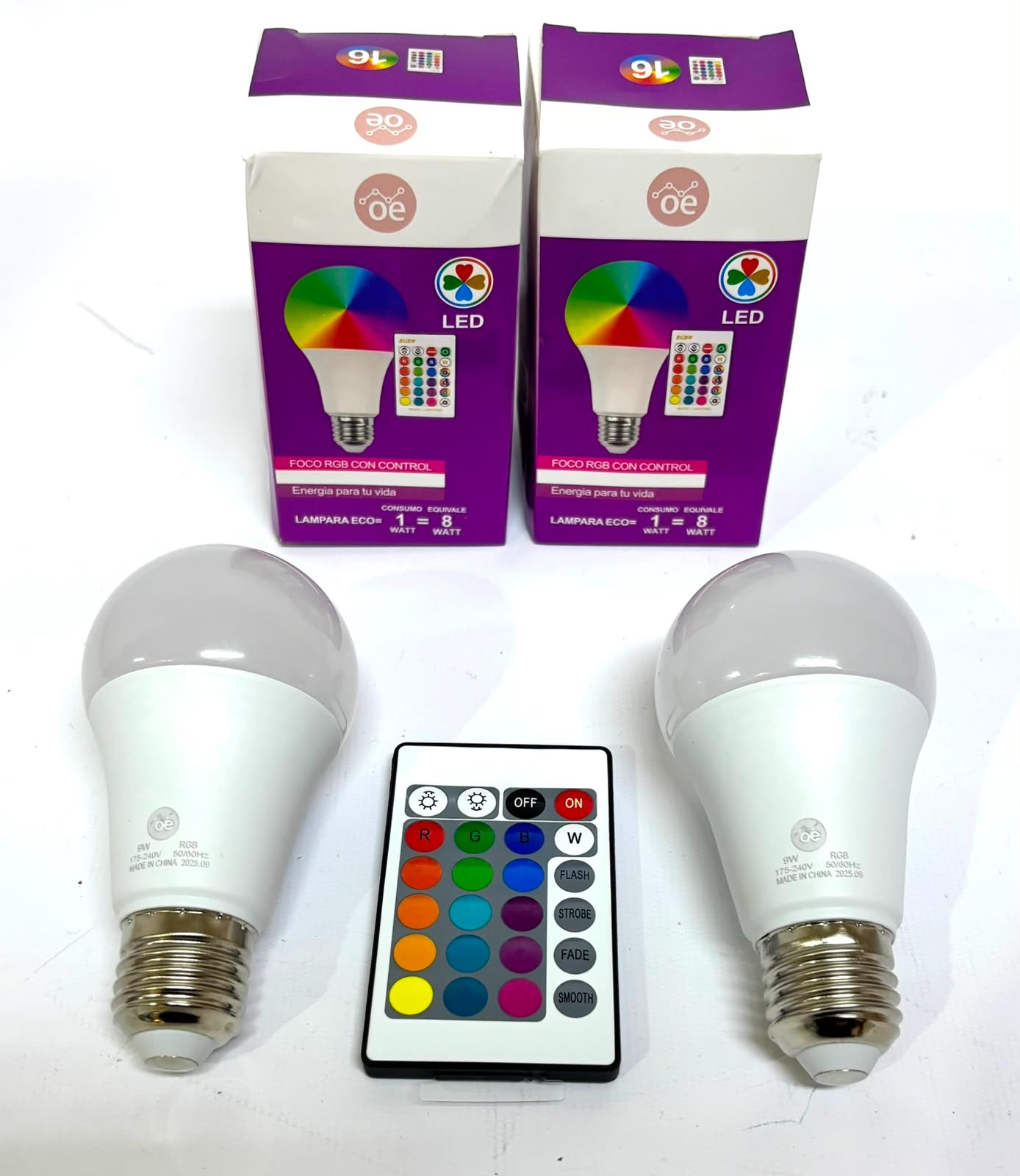 FOCO E27 RGB CON CONTROL 9W (FOC150)  - -  - 